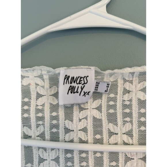 Princess Polly Nucci Lace Long Sleeve Top White Size 6 - Picture 4 of 4